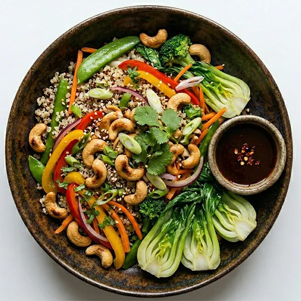 Cashew Nut And Vegetable Stir-Fry With Quinoa Mix